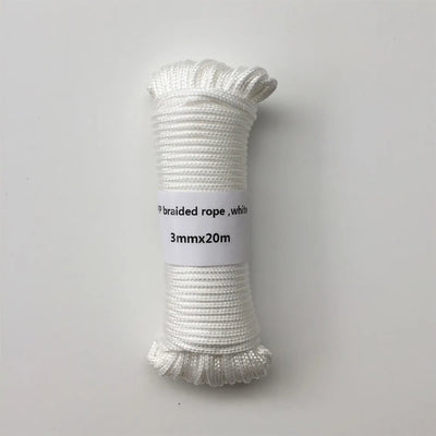 1pc 3mmx20m Polypropylene Braided Rope White Hangtag Clothesline Home Decoration Garden Accessories Outdoor Camping Rope