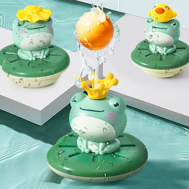 Electric Water Spray Frog Bath Toy with 6-Piece Set and Adjustable Sprinkler Effects