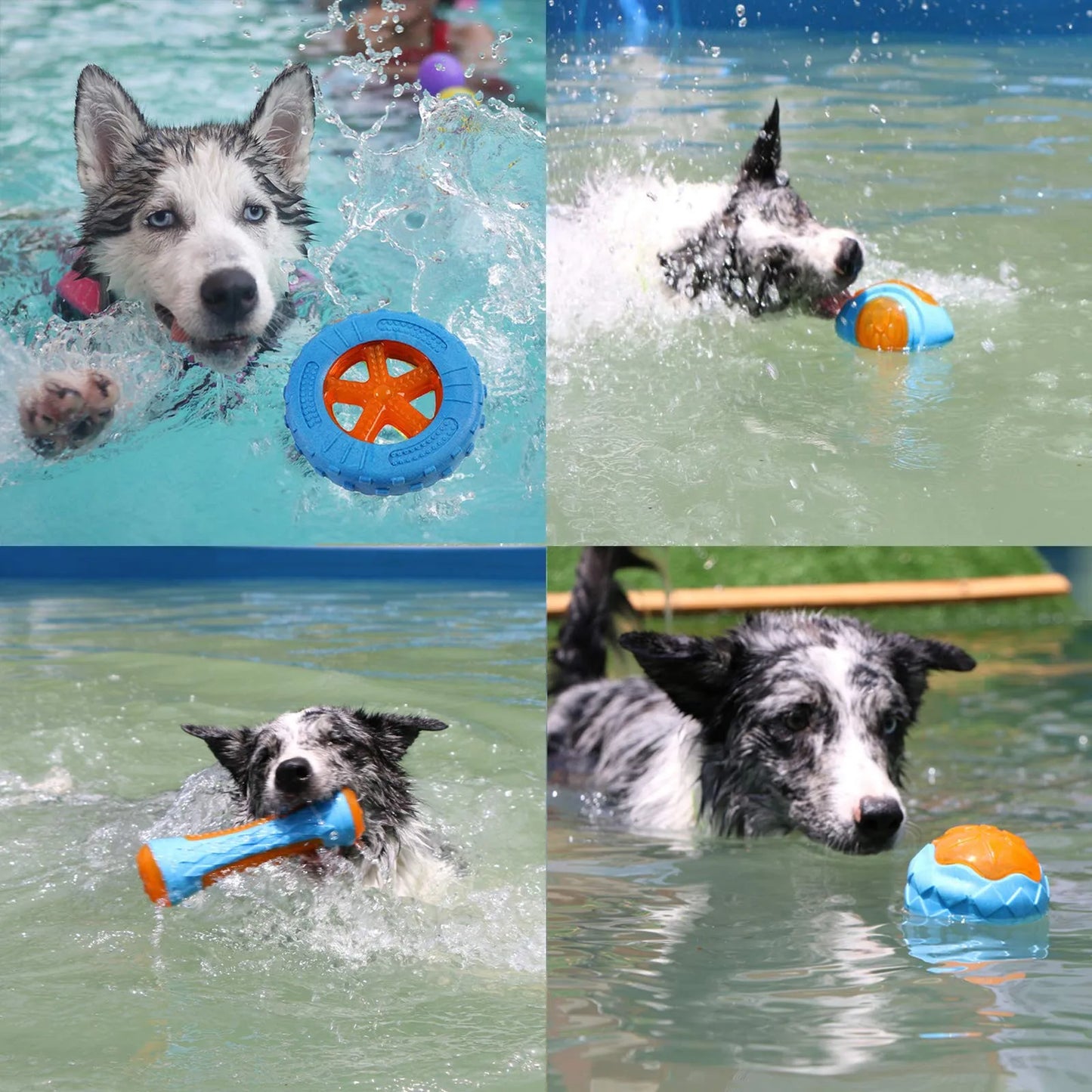Hundekauspielzeug-Ball, interaktives Poolspiel, schwimmend, bissfest, quietschendes Gummi-Zappelspielzeug, Zubehörprodukt