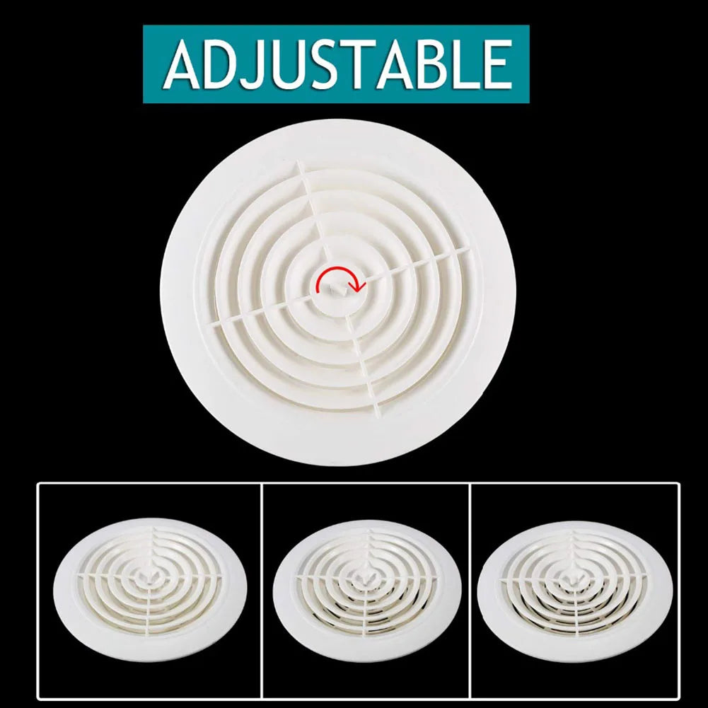 Round Vent Cover Outlet with Louver Grille Adjustable Exhaust Vent Ducting Ventilation Grilles 75/100/125/150mm ABS Air Vent Cover
