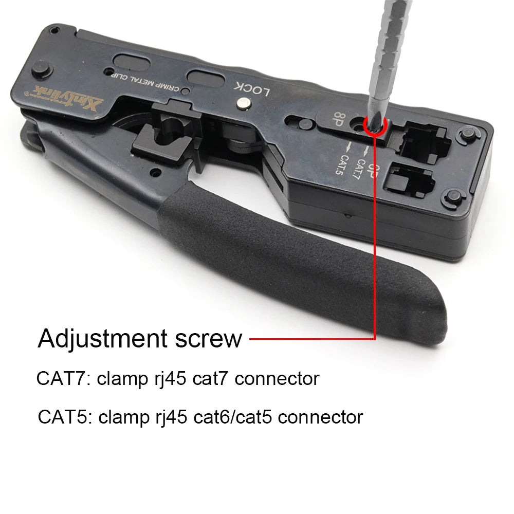 Wielofunkcyjne narzędzie do zaciskania RJ45 dla konektorów Cat5/Cat6/Cat7 z ściągaczem do kabli i zaciskiem 8P8C
