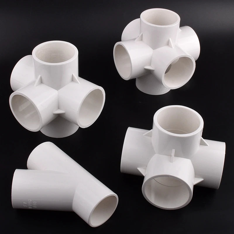 White PVC Multi-Way Connector: 20~50mm Water Pipe Fittings for Garden, Aquarium, and Tank Supplies