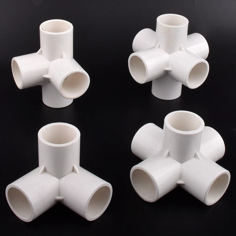 White PVC Multi-Way Connector: 20~50mm Water Pipe Fittings for Garden, Aquarium, and Tank Supplies