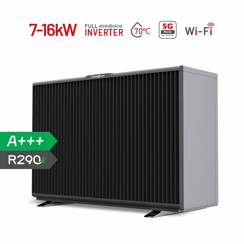 Zealux Inverboost Plus R290 7kW~16kW Air Source Heat Pump Monoblock - Single/Double Fans - Inverboost Multifunctional ASHP hot water