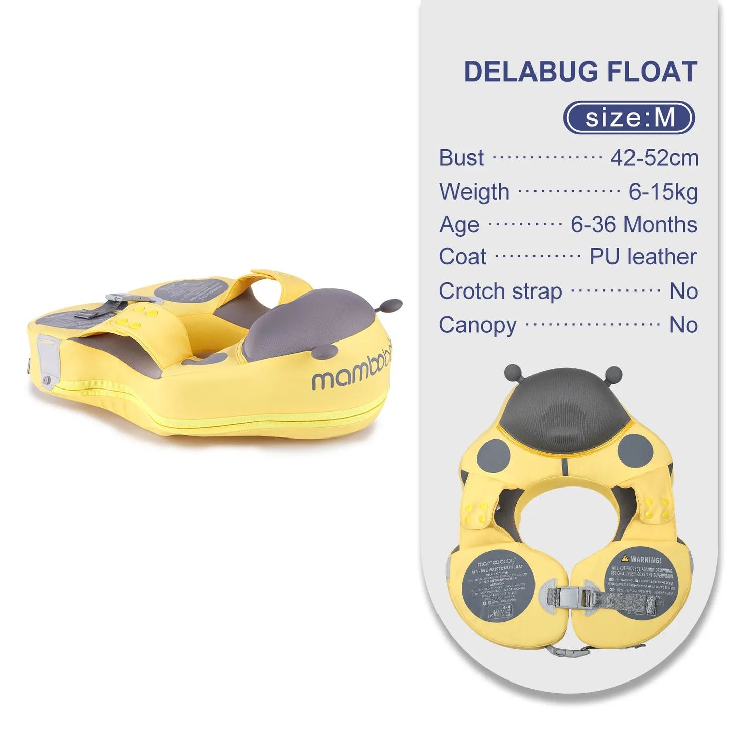 Salvagente per Bambini 6 Mesi – 7 Anni con Tettuccio Rimovibile – Non Gonfiabile, Comodo e Protettivo