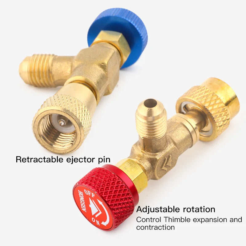 HS R410a R22 Outil de réfrigération Adaptateur de valve de sécurité pour climatisation Raccord d'adaptateur en cuivre pour charge de réfrigération R410A