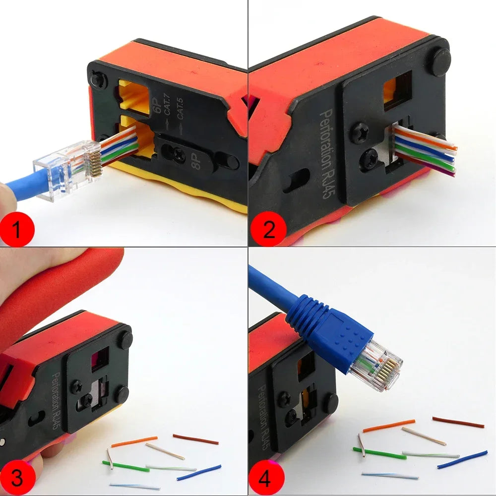 2024 RJ45 Crimping Tool Kit for CAT5-CAT8 Ethernet Cable with Stripper and Cutter