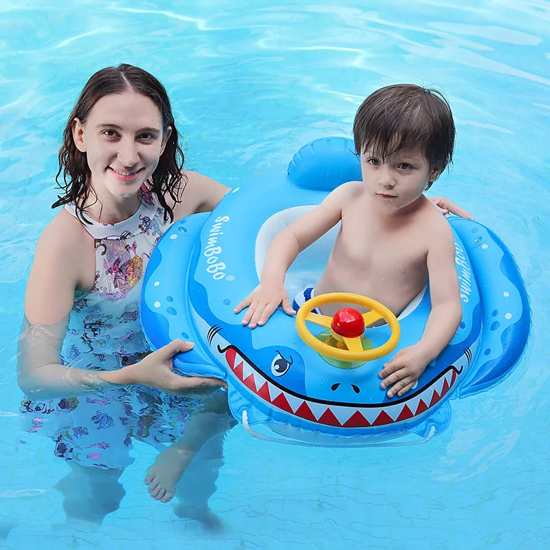 Inflatable Dinosaur Baby Swimming Float Seat with Canopy for Pool Kids Water Toy Swim Ring Boat