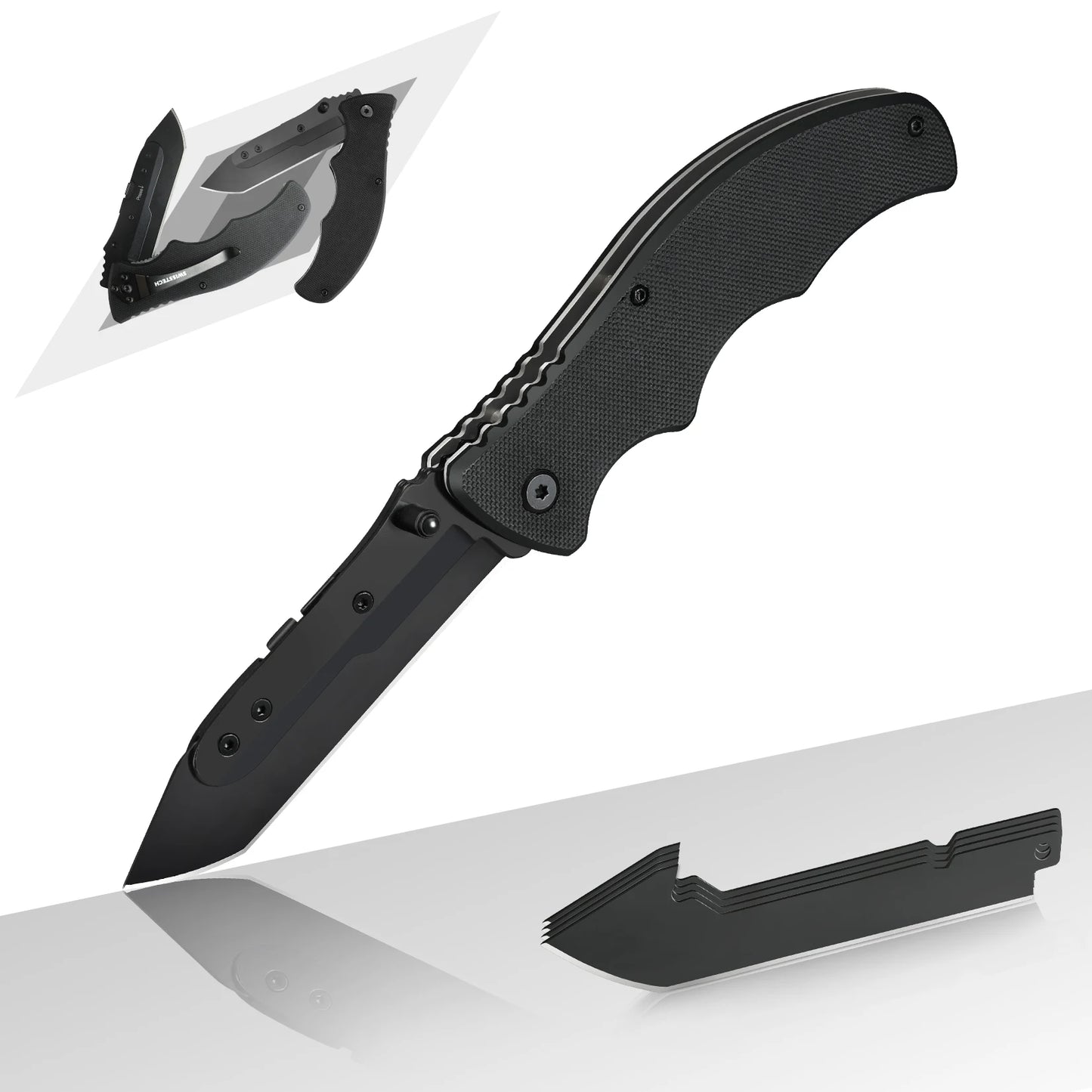 Cuchillo Plegable de Supervivencia al Aire Libre con 5 Hojas - Herramienta Multifuncional de Bolsillo