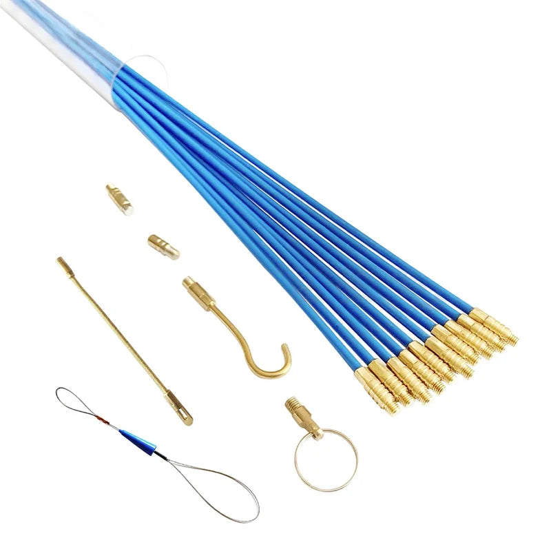 10 Stücke 45 CM/33 CM Fiberglas Draht Kabel Push Puller Laufstangen Fisch Ziehen Kit Wand Elektrische Drähte Mit Hakenstangen Werkzeug