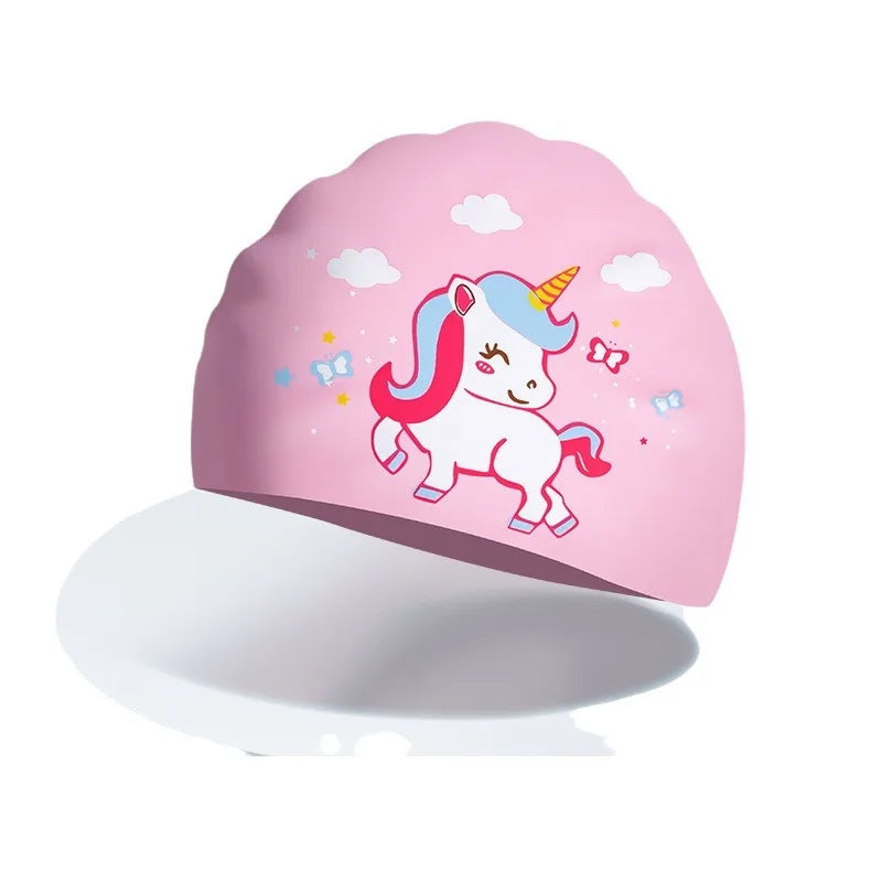 Children's Cartoon Silicone Swimming Cap - Waterproof & Comfortable