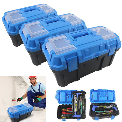 Plastic Tool Box Electrician Work Empty Toolbox Shockproof Carrying Screwdriver Tool Double Layer Toolbox Organizer with Lock