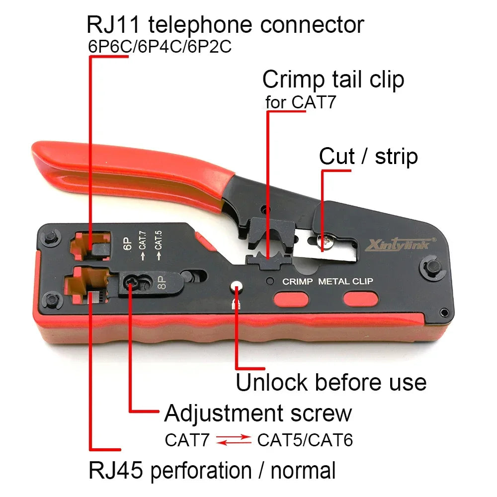 2024 RJ45 Crimping Tool Kit for CAT5-CAT8 Ethernet Cable with Stripper and Cutter