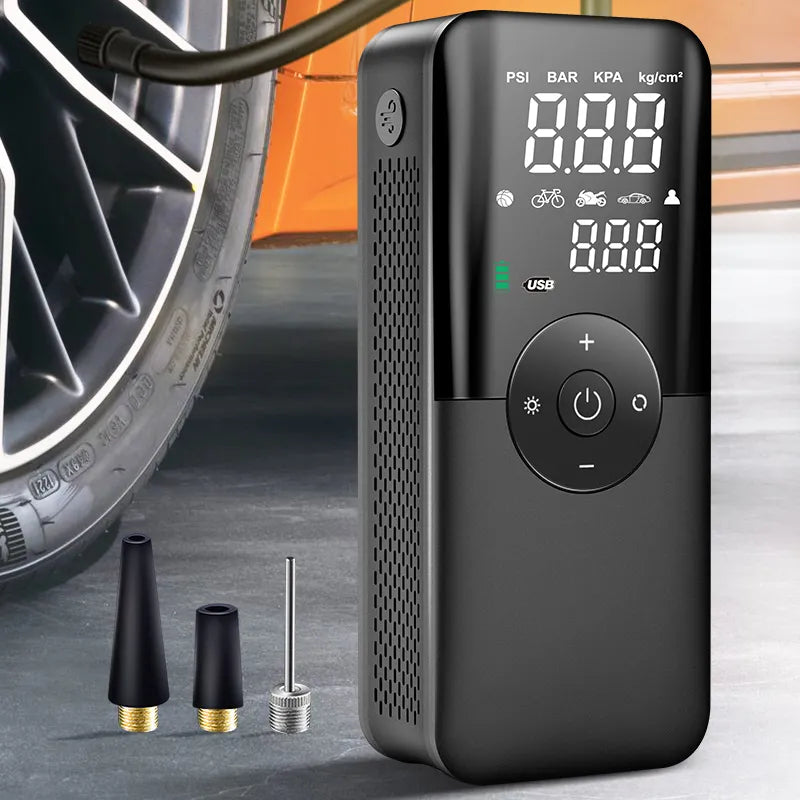 Gonfleur de pneus numérique rechargeable portable – Pompe à air sans fil pour voitures, vélos et ballons