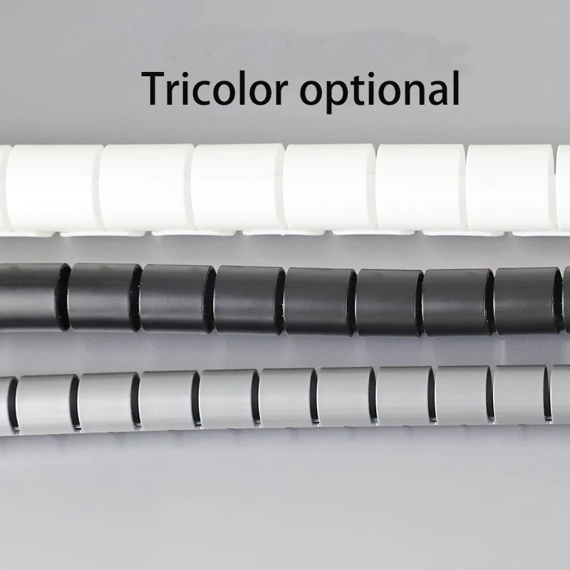 Clips de tube de stockage de fil de 5M Organisateur de manchon de câble Enveloppe de tuyau Protecteur de cordon Dispositif de gestion en spirale flexible