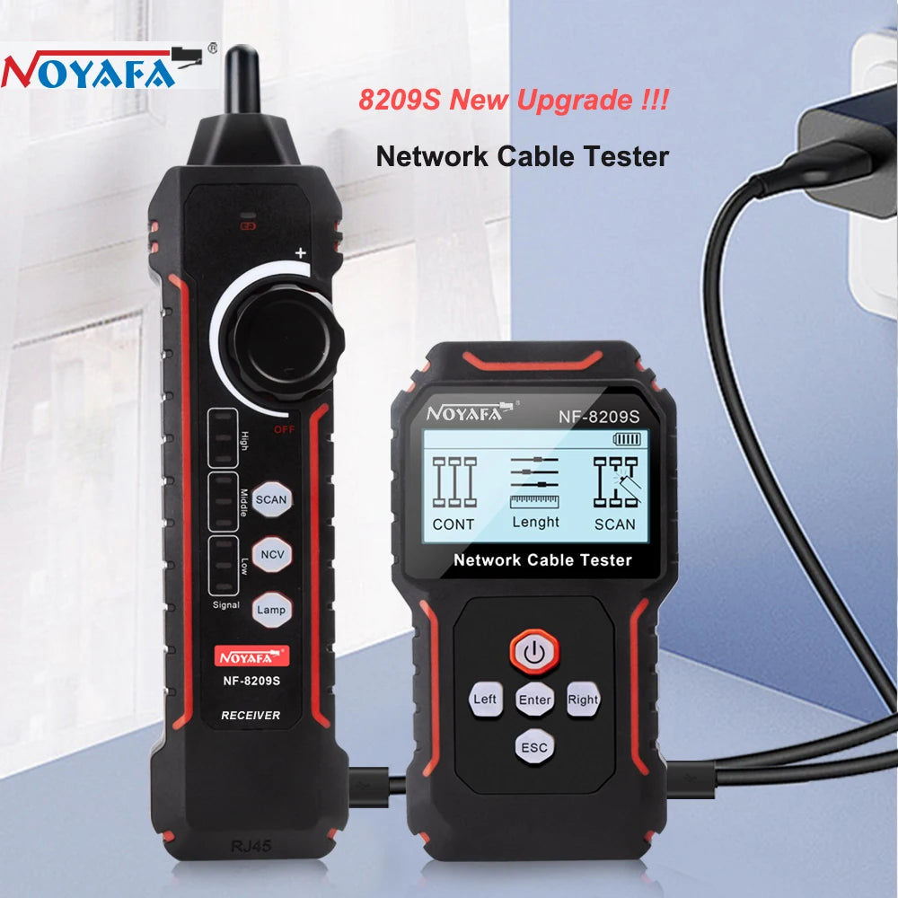 Network Cable Tracker NOYAFA NF-8209S Testeur de Mesure Lan Outils Réseau Affichage LCD Mesure de Longueur Testeur Wiremap Testeur de Câble Tracker