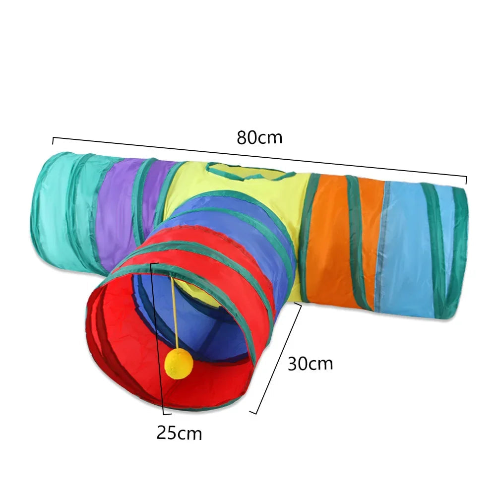 Non-Electrical Plastic Cat Tunnel Toy for Indoor Cats - Collapsible Play Tube with Peek Hole