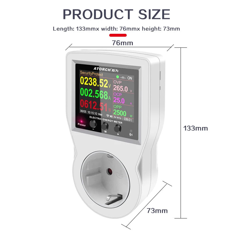 16A Prise Intelligente Tuya WIFI AC220V 110V Wattmètre Numérique Prise EU Consommation d'électricité Puissance KWH Compteur d'énergie US AU FR
