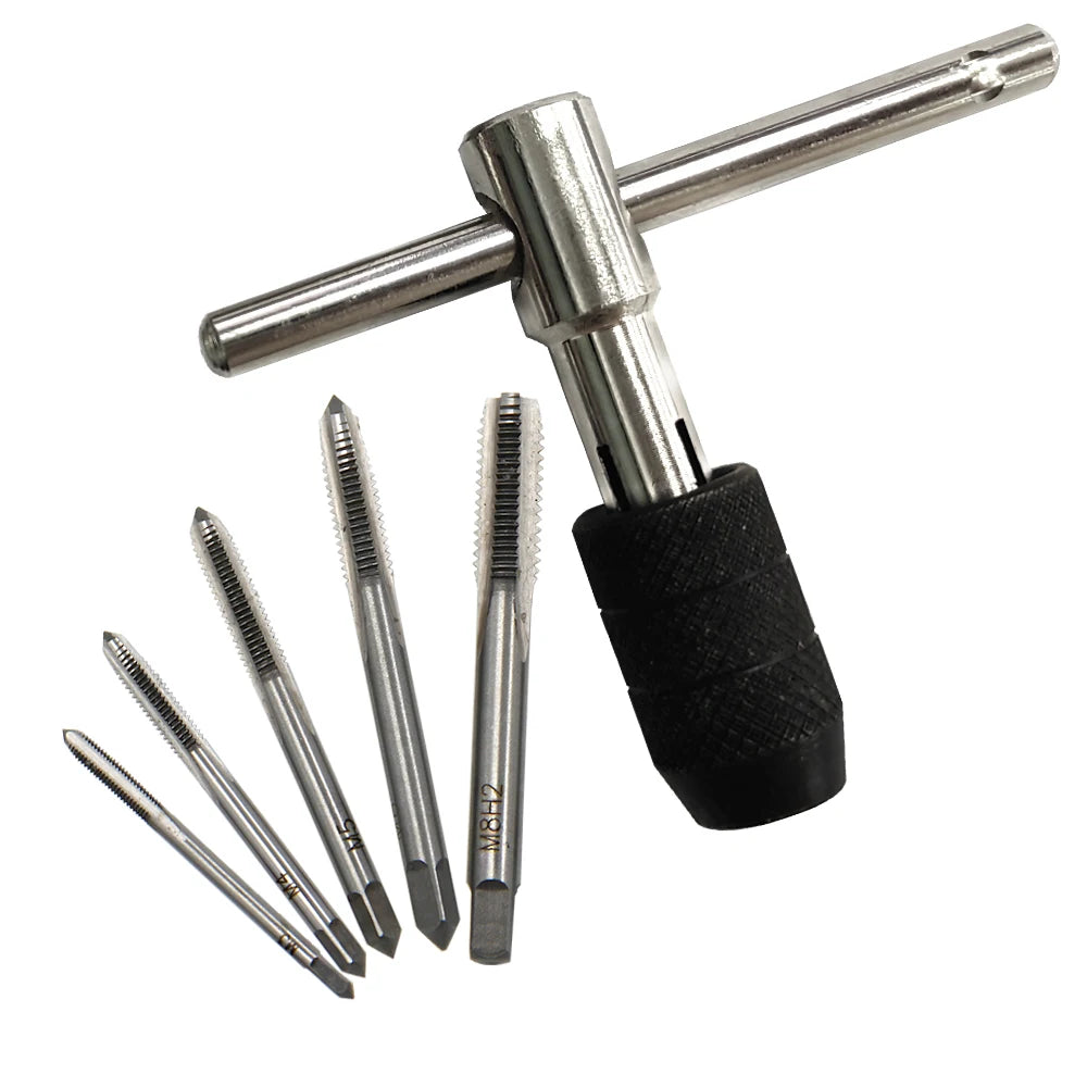 3-6mm Clé à tarauder en T 5 pièces Clé à main M3-M8 Tournevis à tarauder Clé à visser Ensemble d'outils à main pour taraudage