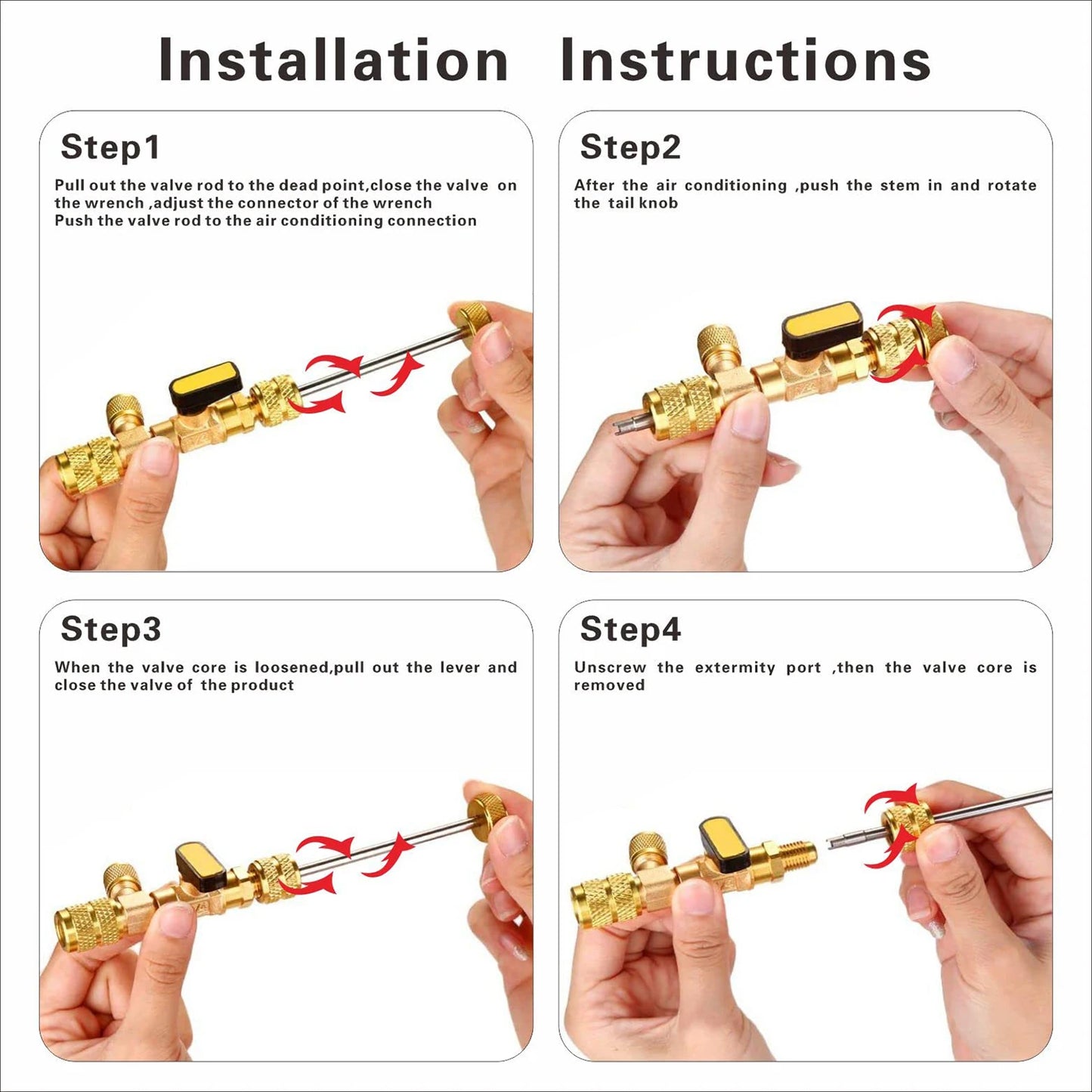 Kit d'installation et de retrait de noyau de valve avec double taille 1/4" & 5/16" Port
