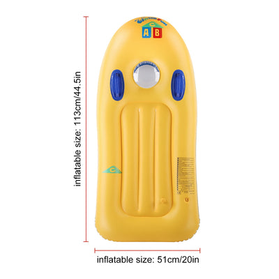 Thickened Yellow Adult Inflatable Surfboard with Safety Handle for Beach Swimming Water Sports