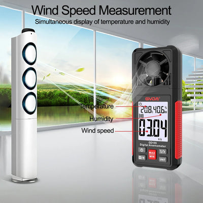 Digital Anemometer Portable Wind Speed Meter Wind meter LCD Backlight Display Temperature Humidity Meter Air Velocity Gauge