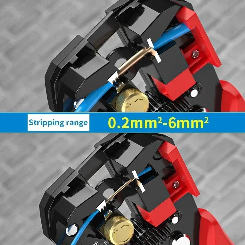 Crimpadora Profesional de Electricista Cortador de Cable - Alicates Desforradores Automáticos Ajustables
