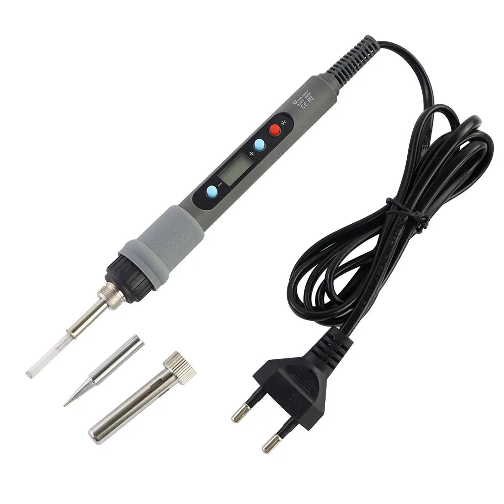 80W Adjustable Temperature Soldering Iron Kit with Digital LCD Display and Accessories