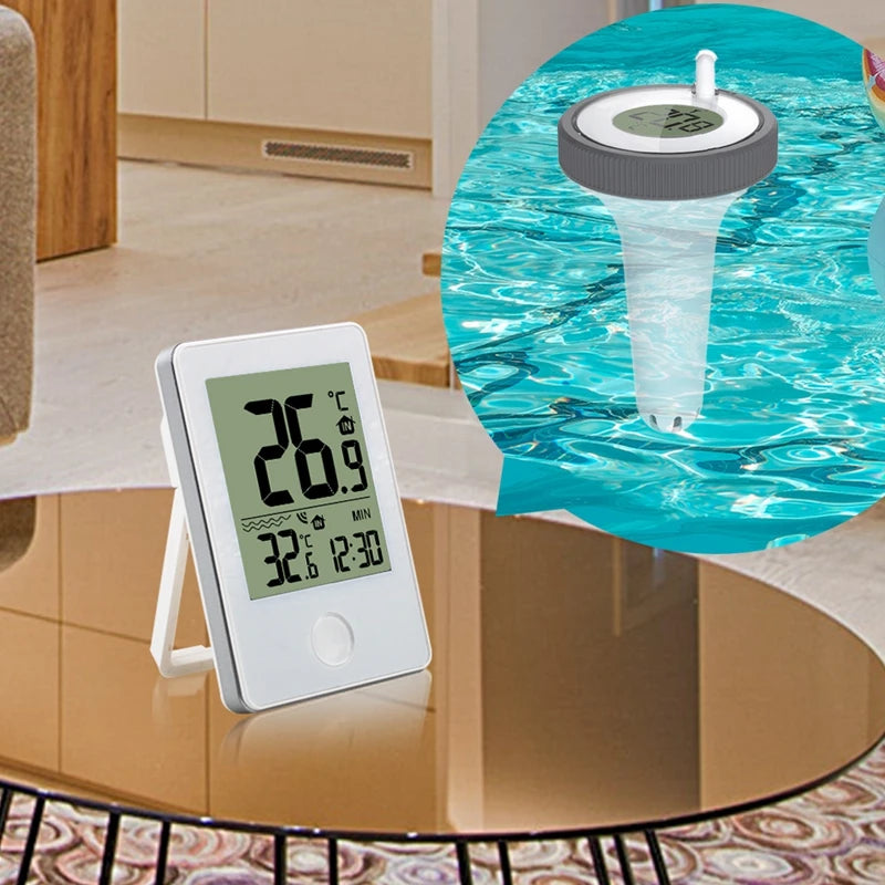 Wireless Digital Floating Pool Thermometer LCD Temp Monitor Remote Time Clock