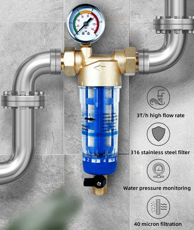 Spin-Down-Wasserfilter für das ganze Haus – entfernt Rost und Ablagerungen mit Edelstahlgewebe, einfache Rückspülung