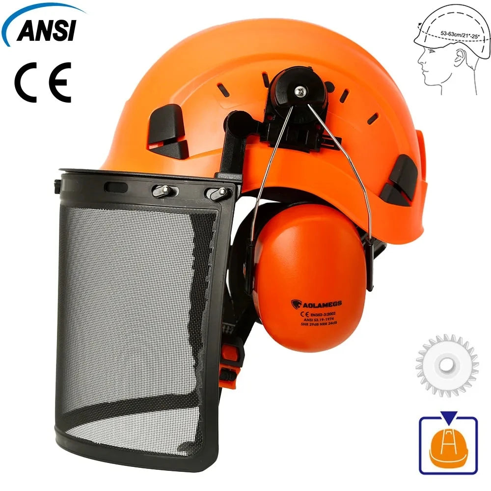 chainsaw goggles Industrial Forestry Safety Helmet Visor Earmuffs