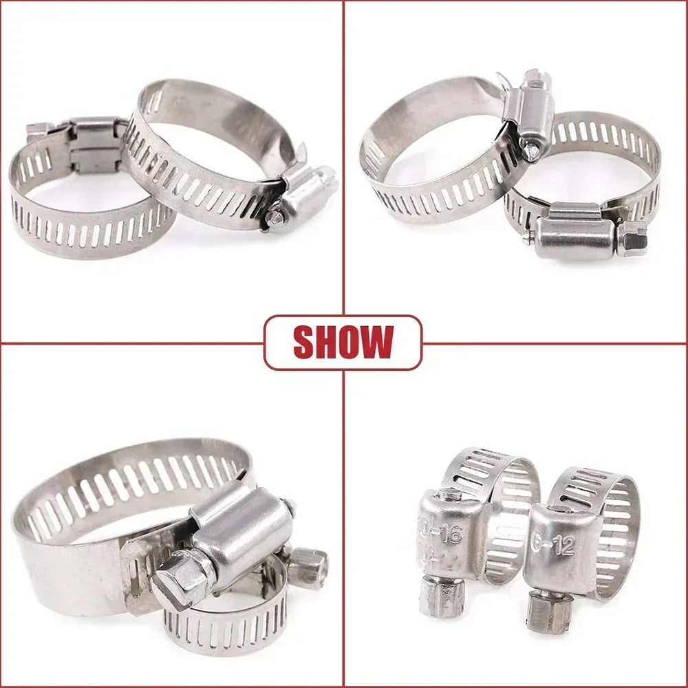 Jeu de 60 colliers de serrage en acier inoxydable, colliers de tuyaux réglables de 8 à 38 mm pour une utilisation en plomberie et automobile