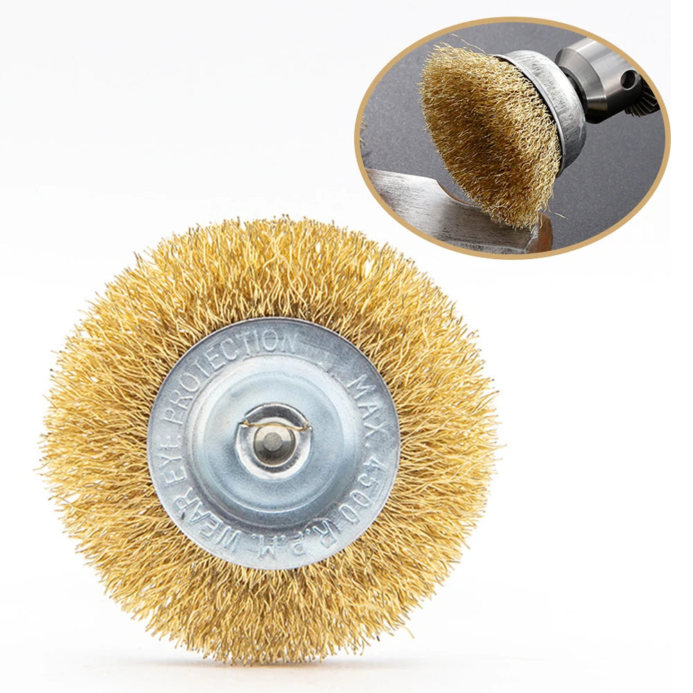 3-Piece Steel Wire Brush Set for Woodworking - T-Shaped, Bowl-Shaped, Pen-Shaped