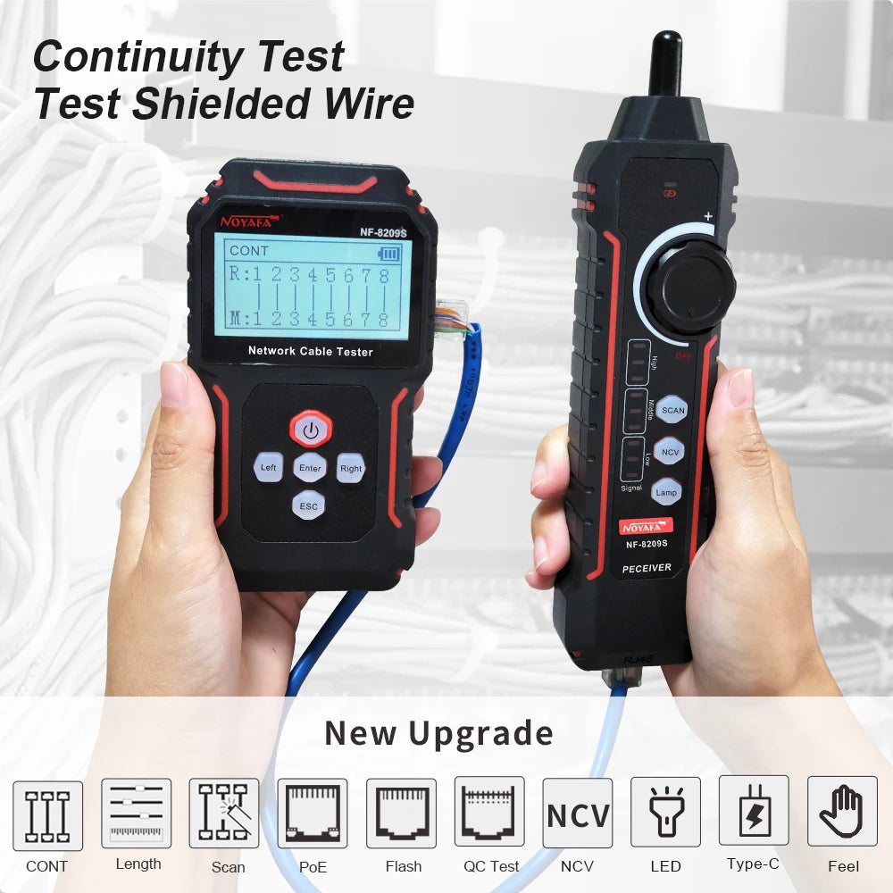 Network Cable Tracker NOYAFA NF-8209S Testeur de Mesure Lan Outils Réseau Affichage LCD Mesure de Longueur Testeur Wiremap Testeur de Câble Tracker