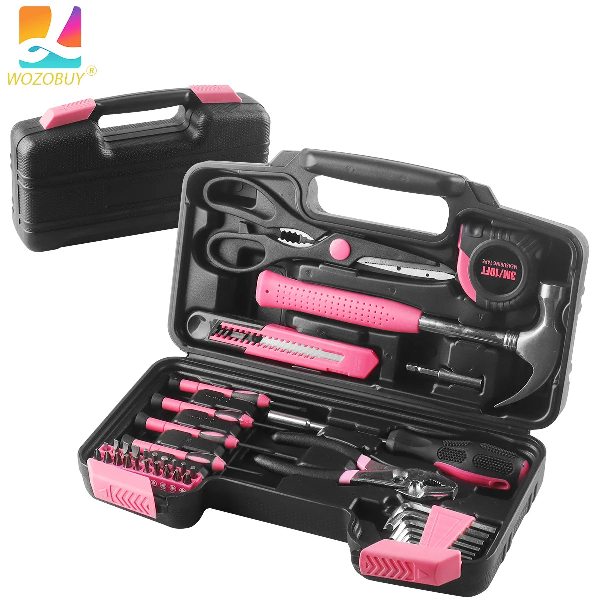 Pink Home Werkzeugset: 39-teiliges Mehrzweck-Reparaturset