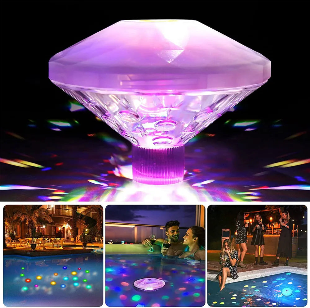 LED wasserdichte Unterwasserleuchte, RGB schwimmende Poollampe für Badewanne, Aquarium, Springbrunnen und Swimmingpool, IP68 Tauchlicht mit 8 Modi
