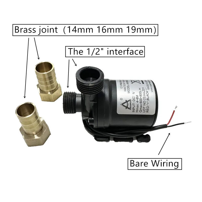 800L/H 12V 19W Low Noise Waterproof Solar Mini Brushless Motor Water Pump Submersible Pump Circulation Pump