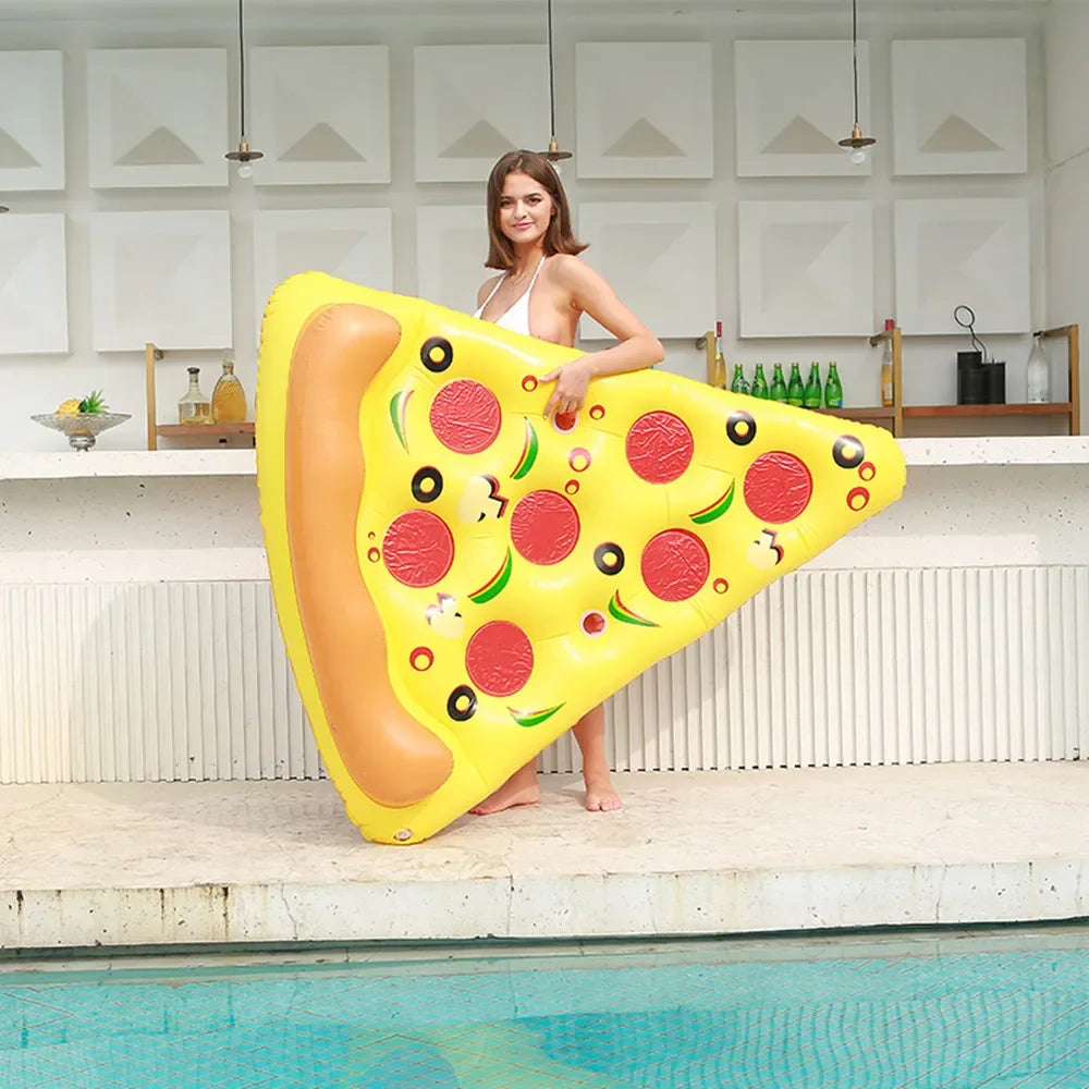 Flotador inflable gigante en forma de rebanada de pizza para piscina, colchoneta de agua, anillo de natación para diversión en fiestas de piscina de verano