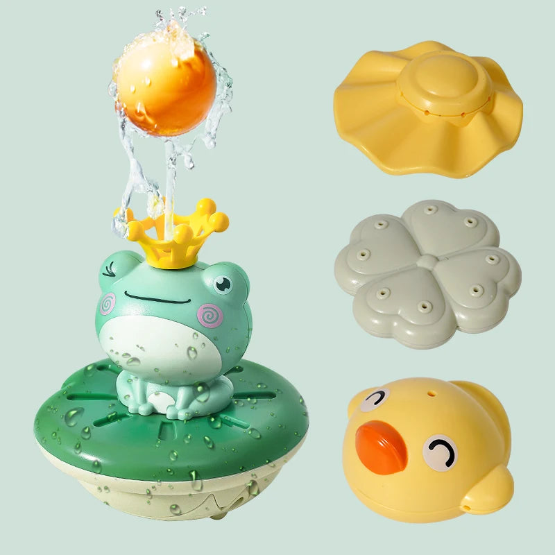Electric Water Spray Frog Bath Toy with 6-Piece Set and Adjustable Sprinkler Effects
