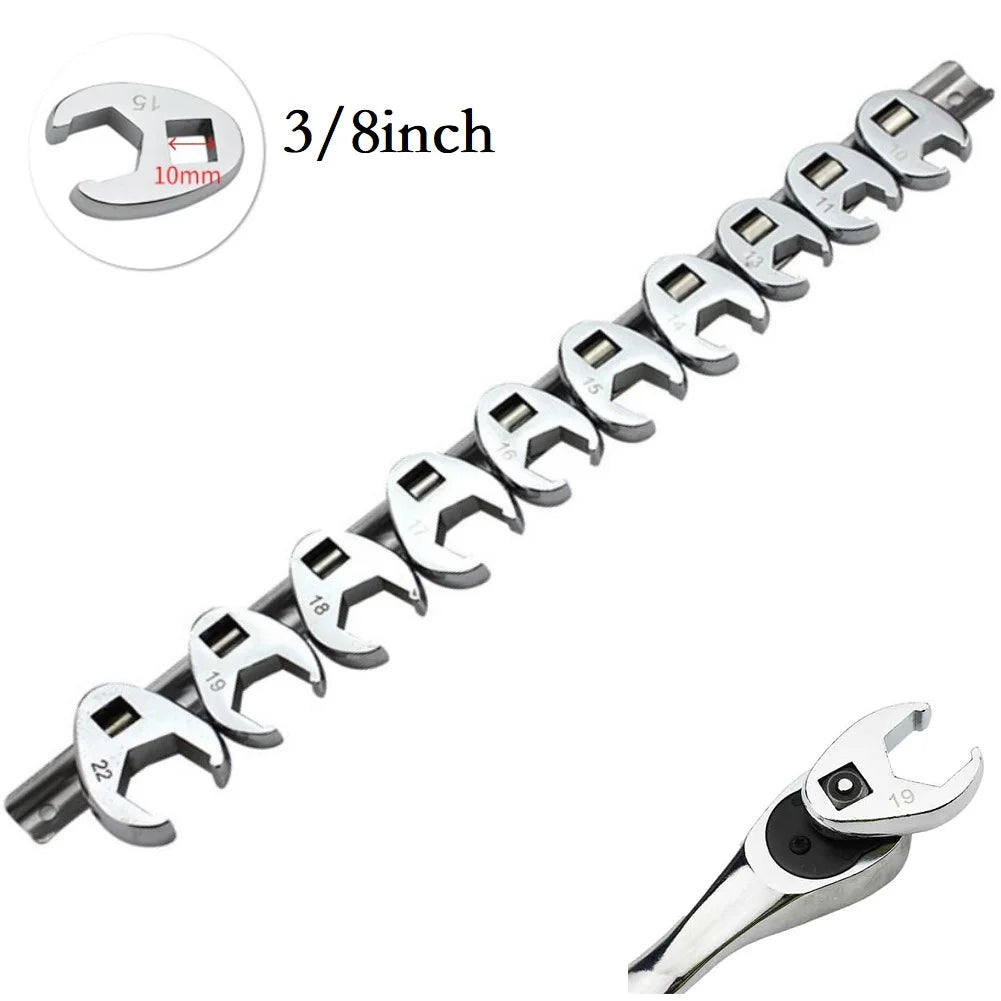 10 Stücke 3/8 Zoll Antrieb Crowfoot Schraubenschlüssel Metric Fuß Offene Ende Schraubenschlüssel Handwerkzeuge Crowfoot Schraubenschlüssel Set
