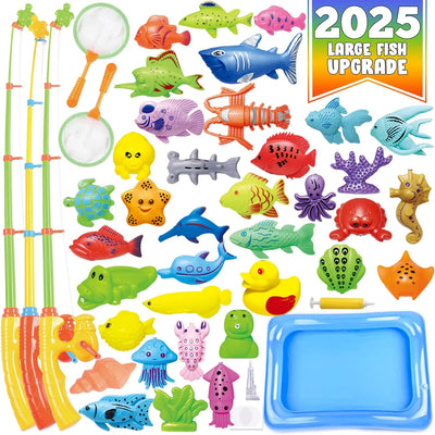 Magnetic Fishing Game Set with Inflatable Pool for Kids