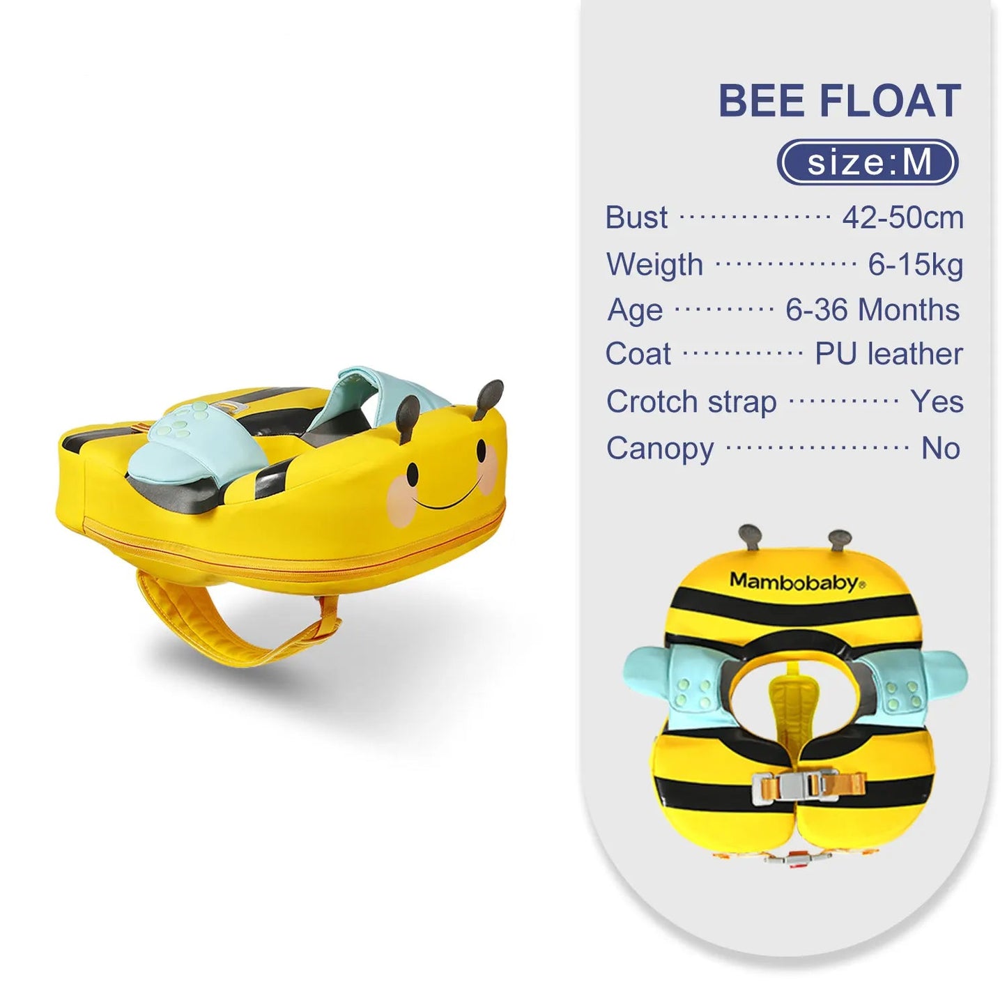 Salvagente per Bambini 6 Mesi – 7 Anni con Tettuccio Rimovibile – Non Gonfiabile, Comodo e Protettivo