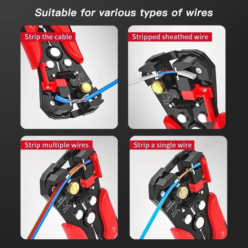 Crimpadora Profesional de Electricista Cortador de Cable - Alicates Desforradores Automáticos Ajustables
