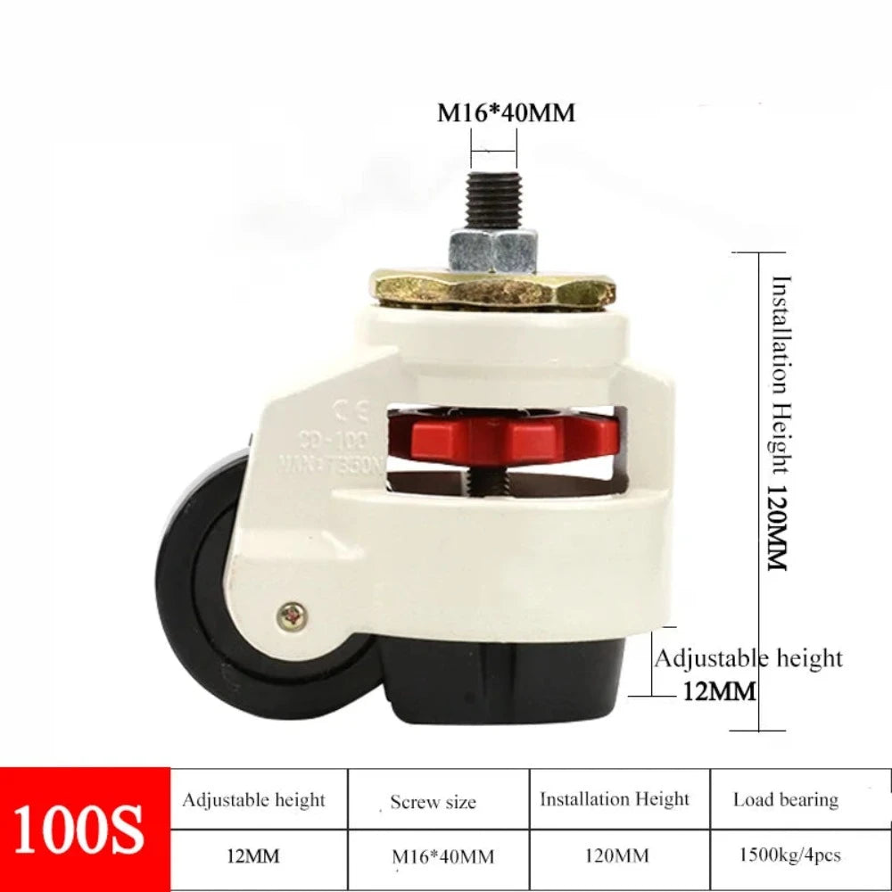 Roue de réglage du niveau, roulettes industrielles robustes pour machines lourdes GD40F/60F/80F, charge pivotante 500KG pour roues de meubles