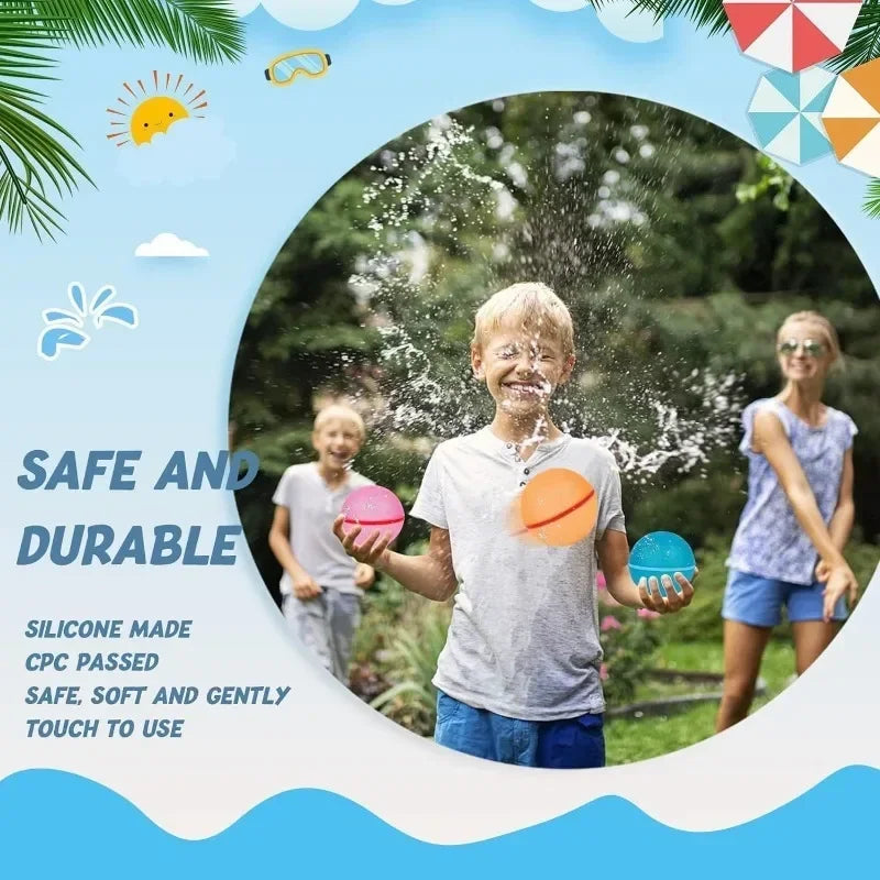6PC Reusable Water Bombs Silicone Magnetic Water Balls Pool Water Toys