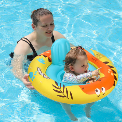 Inflatable Dinosaur Baby Swimming Float Seat with Canopy for Pool Kids Water Toy Swim Ring Boat