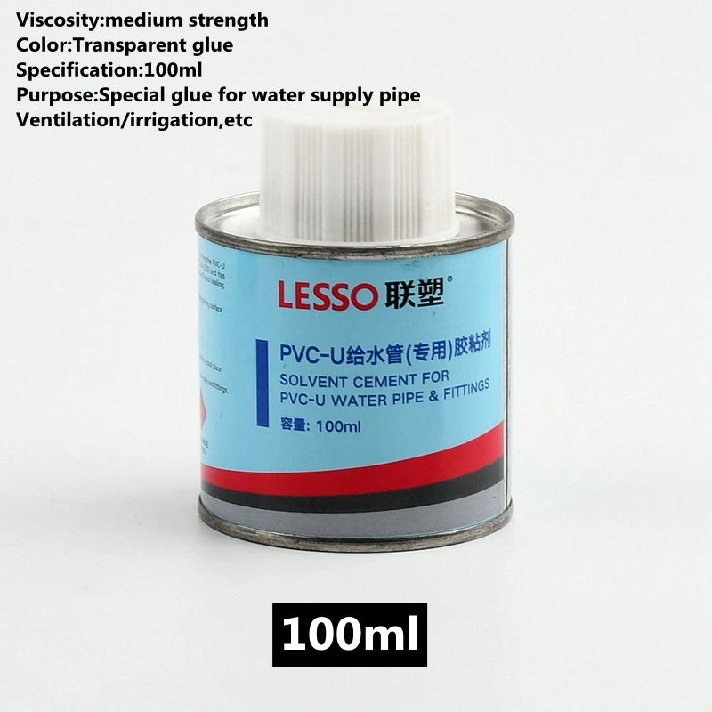 100ml Colle PVC pour conduite d'eau, raccords de tuyaux d'eau, mastic d'étanchéité, adhésif pour joint de tuyau de système d'irrigation de jardin
