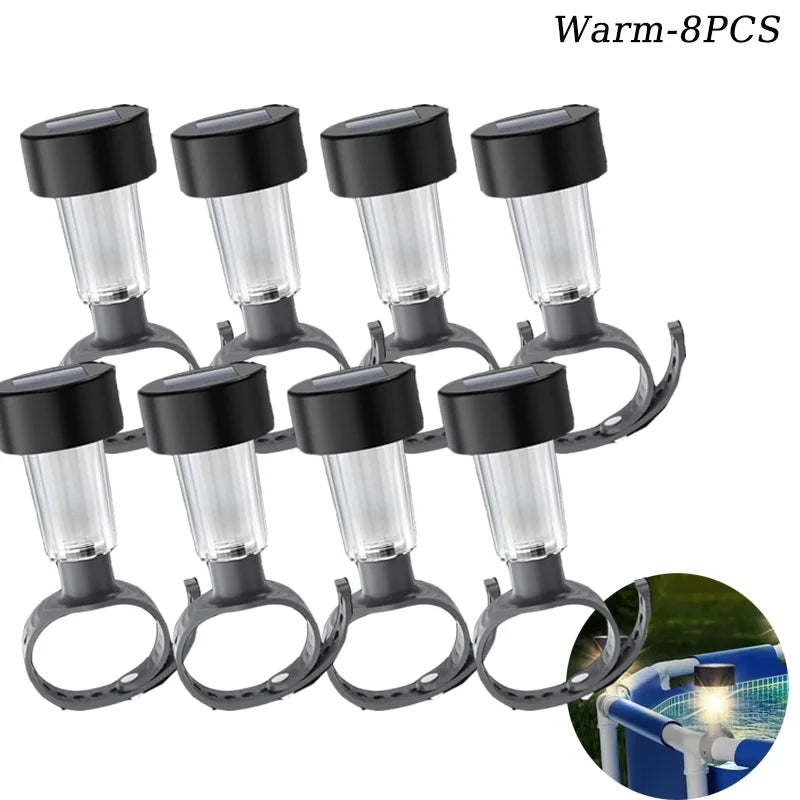 Lot de 6 cadres d'éclairage solaire de piscine à LED étanches