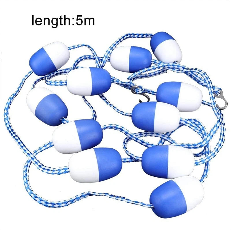 5M Swimming Pool Safety Float Line with 11 Buoys, Nylon Rope Lane Divider, Durable ABS Float Rope for Pool Separation and Water Safety