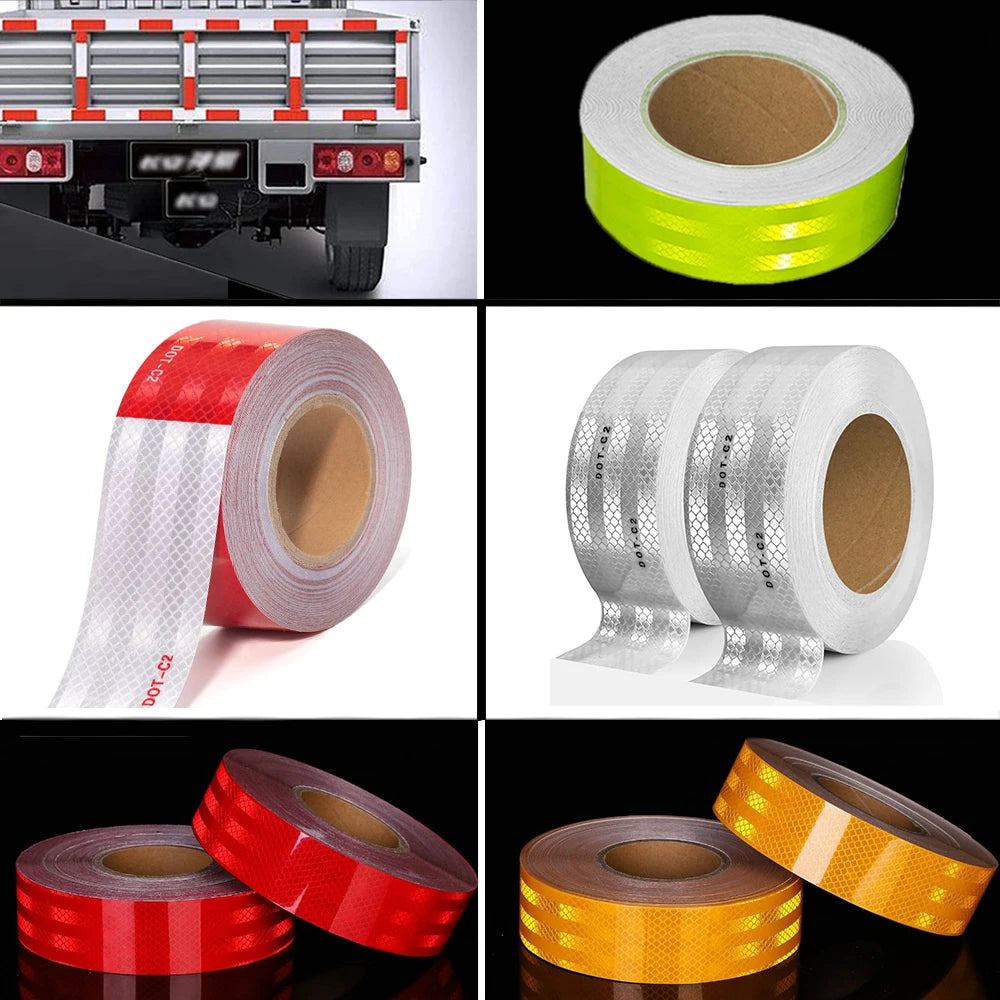 DOT-C2 Ruban Réfléchissant de Sécurité pour Camion Rouge Blanc Film Réflecteur de Sécurité Conspicuité Autocollant Adhésif Étanche Pour Véhicule